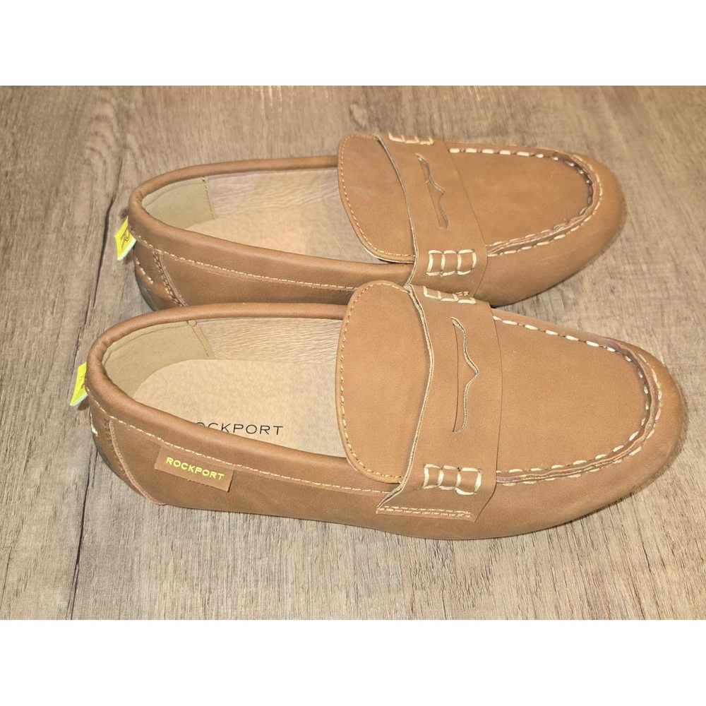 Rockport Boys Tan Leather Penny Loafers